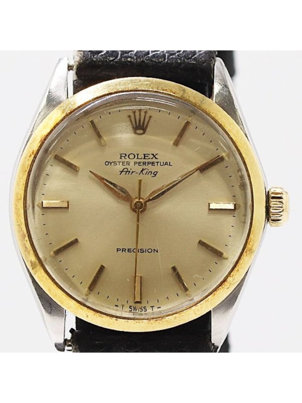 Rolex Air King Automatic Winding Yg SS Champagne Dial Watch